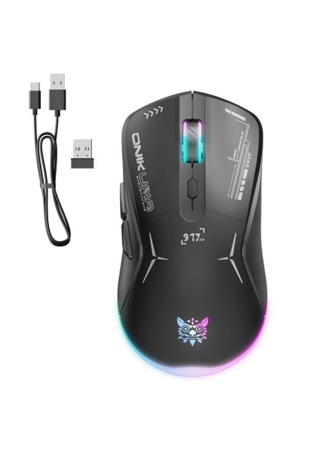 onikuma CW917 RGB Dual Mode Gaming Mouse with 2.4GHz Wireless & Wired Type-C Connectivity, Adjustable DPI up to 4800, Rechargeable 400mAh Battery, Ergonomic Design, RGB Lighting Effects for PC and Laptop Gaming - Image 1